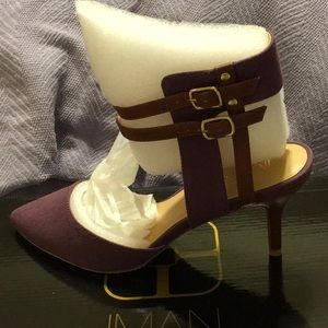 IMAN,8W,Eggplant Purple Suede Heels,3”,NWT,NIB,Never worn
